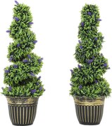 HOMCOM Set de Două Plante Artificiale Lavandă 90 cm | Aosom Romania