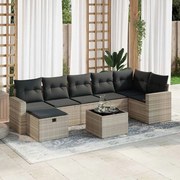 vidaXL Set mobilier de grădină cu perne, 8 piese gri deschis poliratan