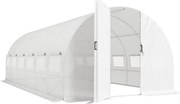 Outsunny Seră tunel 6x3x2 m cu ușă cu balamale, 12 ferestre cu plasă și structură din oțel galvanizat, alb | Aosom Romania