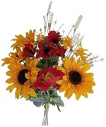 Buchet artificial de floarea soarelui și maci , 80x 19 cm