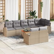 vidaXL Set de canapele pentru grădină 9 pcs Bej Rattan poli