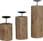 vidaXL Suport pentru lumânări 3 pcs natural Lemn masiv de tec