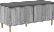 vidaXL Bancă pentru hol cu pernă cu ușă Sonoma gri 100 x 38 x 46 cm