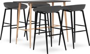 vidaXL Set mobilier de bar, 5 piese, negru și gri