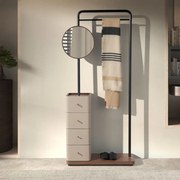 Suport pentru haine cu oglinda si sertare Coat Rack