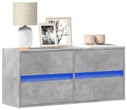 vidaXL Comodă TV de perete cu lumini LED, gri beton, 100x31x45 cm