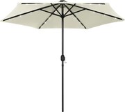 vidaXL Umbrelă de soare cu LED-uri, stâlp aluminiu, alb nisipiu, 270cm