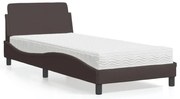 vidaXL Pat cu saltea, maro închis, 90x200 cm, textil