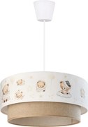 Brilagi - Lustră LED pentru copii pe cablu BOBO, 1x E27/60W/230V, Ø 40 cm, alb/bej/ursuleț