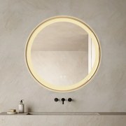 Oglindă Baie LED și Dezaburire Elit's Premium cu Senzor Touch, Lumina Rece, Caldă și Neutră, 70cm,rama Rose Gold