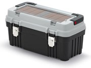 Cutie pentru scule cu maner metalic si incuietori 54 x 27,8 x 26,9 cm, cutii, gri