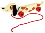 Jucărie - cățel din lemn pe roți Rex London Charlie The Sausage Dog, lungime 31,5 cm