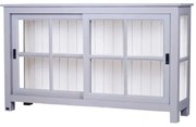 Vitrina, gri, din lemn masiv de pin, cu aspect clasic, double small , Lyon