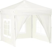 vidaXL Cort pliabil pentru petrecere, pereți laterali, crem, 2x2 m