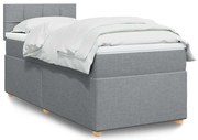 vidaXL Pat continental cu saltea, gri deschis, 80x200 cm, textil