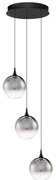 Lustra moderna cu 3 pendule LED, Metal, Sticla, Fumuriu, ORENDA