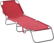 Outsunny Șezlong, pliabil, spătar reglabil, cadru metalic rezistent la rugină, 187 x 55 x 24, Weinrot | Aosom Romania