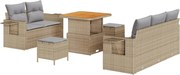 vidaXL Set de canapele pentru grădină cu pernă 8 pcs Bej poliratan
