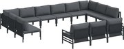 vidaXL Set de canapele pentru grădină cu pernă 13 pcs Negru Oțel