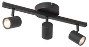 Spot de plafon negru GU10 50mm cu 3 lumini, inclusiv iluminare de fundal și comutator cu 3 căi - Back Up