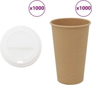 vidaXL Cești de cafea din hârtie cu capace 1000 buc 16 oz 400 ml