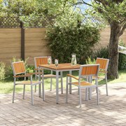 vidaXL Set de 5 Piese de Masă pentru Grădină din Lemn Solid de Acacia și Metal