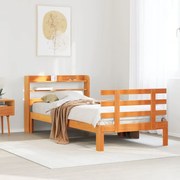 vidaXL Cadru de pat cu tăblie, maro ceruit, 75x190 cm, lemn masiv pin