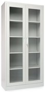 Dulap metalic universal cu ușă din sticlă, 90 x 40 x 185 cm, încuietoare cu cilindru, gri deschis - ral 7035