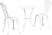 vidaXL Set Bistro de Grădină 3 pcs Alb Aluminiu