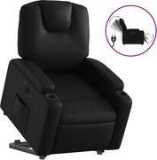 vidaXL Fotoliu rabatabil electric cu ridicare, negru, piele ecologică