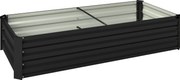 Outsunny Jardinieră dreptunghiulară pentru grădină din oțel galvanizat, margine de siguranță și fund deschis 150x70x30cm gri închis | Aosom Romania