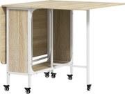 HOMCOM Masă Pliabilă pentru 4-6 Persoane, Masă cu Spațiu Economic, Raft și 6 Roți, 130x80x74 cm, Lemn Natural | Aosom Romania