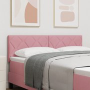 vidaXL Tăblie LED cu lumini cu bandă LED Geometric Roz 144 cm Catifea