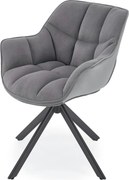Scaun rotativ K610, gri/negru, stofa catifelata/metal, 65x64x79 cm