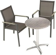 Set de grădină cu masă bistro și 2 scaune stivuibile, gri