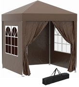 Outsunny Pavilion Pop-up Impermeabil cu 4 Pereți Detașabili și Geantă de Transport, 2x2x2.4 m, Maro | Aosom Romania