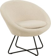 Fotoliu cu tapițerie din lână sintetică Actona Center, alb - crem