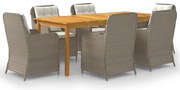 vidaXL Set mobilier de grădină, 7 piese, maro