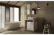 Set dulap baza si lavoar pe pardoseala alb/maro LC Mobili Italia Hamburg 79x79x49 cm