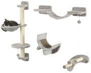 Set Mobilier Perete pentru Pisici, Platforme, Hamac, Scară și Stâlpi de Scrăcătat, Până la 5 kg, Confortabil și Sigur | Aosom Romania