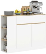 HOMCOM Bufet, mare compartiment de dulap, 3 rafturi, sertar, 105 x 30 x 81,5 cm, Alb/lemn | Aosom Romania