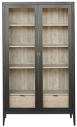 Vitrina, gri, din lemn masiv, L108 cm, aspect rustic, Ernest