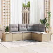 vidaXL Set de canapele pentru grădină 4 pcs Bej Rattan poli