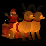 vidaXL Decorațiune gonflabilă cu Moș Crăciun și reni, LED-uri, 130 cm