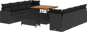 vidaXL Set de canapele pentru grădină 11 pcs Negru poliratan