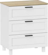 HOMCOM Comodă Modernă cu 3 Sertare 60x38x71 cm Albă și Culoare Lemn | Aosom Romania