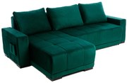 Coltar extensibil cu lada depozitare Bella verde 250/160 cm