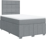 vidaXL Pat box spring cu saltea, gri deschis, 120x190 cm, textil