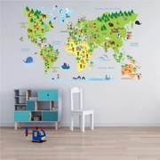 Sticker perete World Map animals