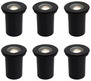 Set de 6 spoturi moderne de sol pentru exterior negru 35 mm reglabile IP65 - Delux